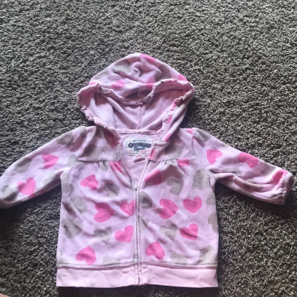 Oshkosh Bgosh Pink Heart Super Soft Long Sleeve Zip Up Hoodie